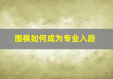 围棋如何成为专业入段