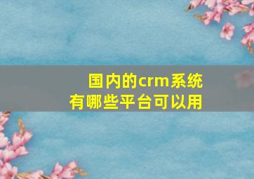 国内的crm系统有哪些平台可以用