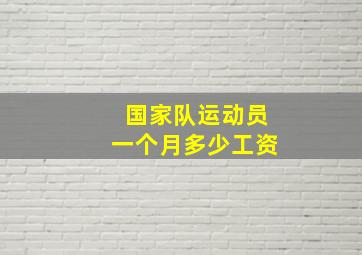 国家队运动员一个月多少工资