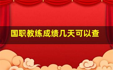 国职教练成绩几天可以查