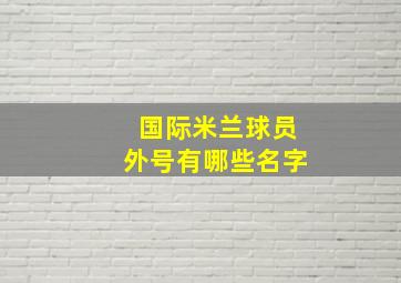 国际米兰球员外号有哪些名字