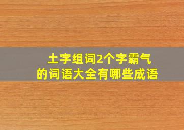 土字组词2个字霸气的词语大全有哪些成语