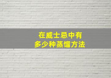 在威士忌中有多少种蒸馏方法