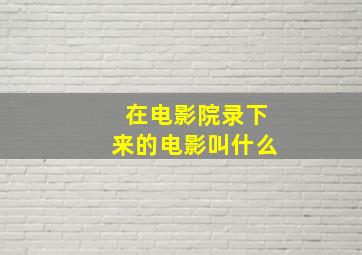 在电影院录下来的电影叫什么