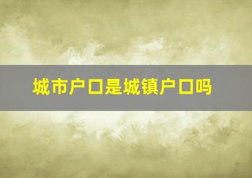 城市户口是城镇户口吗