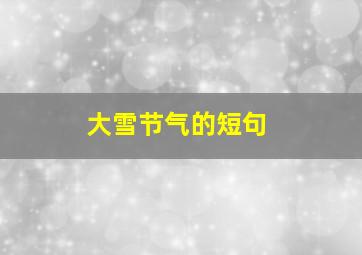 大雪节气的短句