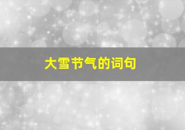 大雪节气的词句