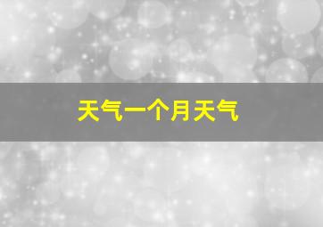 天气一个月天气