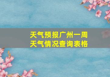 天气预报广州一周天气情况查询表格