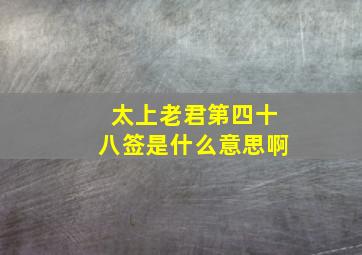 太上老君第四十八签是什么意思啊