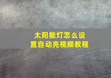 太阳能灯怎么设置自动亮视频教程