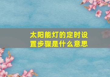 太阳能灯的定时设置步骤是什么意思