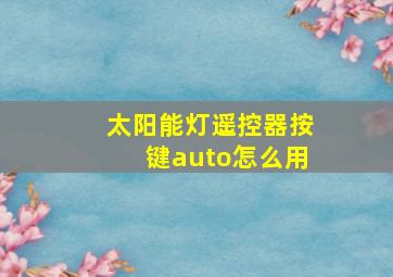 太阳能灯遥控器按键auto怎么用