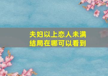 夫妇以上恋人未满结局在哪可以看到