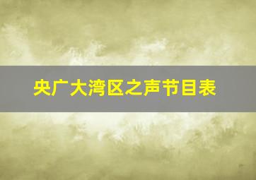 央广大湾区之声节目表