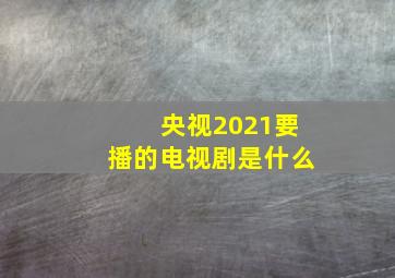 央视2021要播的电视剧是什么