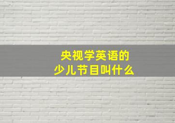 央视学英语的少儿节目叫什么