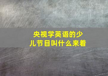 央视学英语的少儿节目叫什么来着