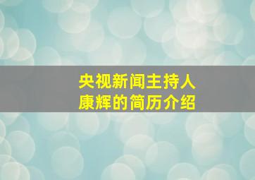 央视新闻主持人康辉的简历介绍