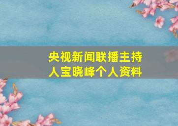 央视新闻联播主持人宝晓峰个人资料