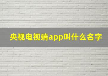 央视电视端app叫什么名字