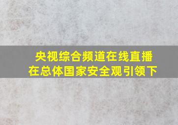 央视综合频道在线直播在总体国家安全观引领下