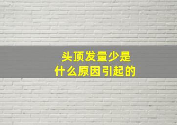 头顶发量少是什么原因引起的