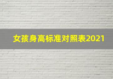 女孩身高标准对照表2021