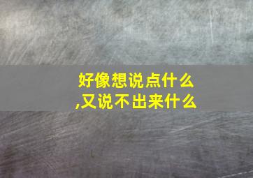 好像想说点什么,又说不出来什么