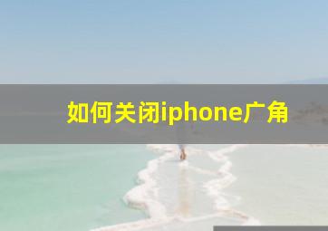 如何关闭iphone广角