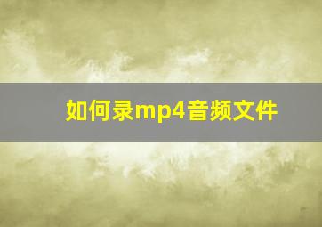 如何录mp4音频文件