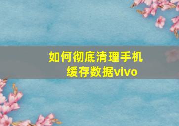 如何彻底清理手机缓存数据vivo