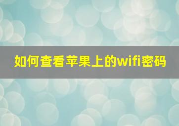 如何查看苹果上的wifi密码