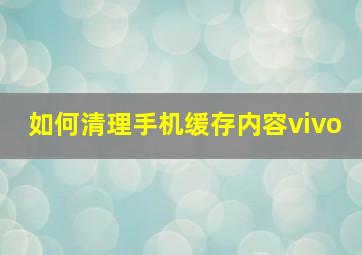 如何清理手机缓存内容vivo