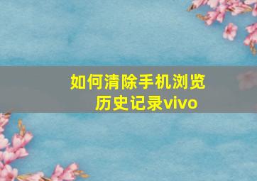 如何清除手机浏览历史记录vivo