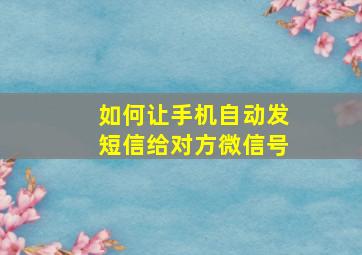 如何让手机自动发短信给对方微信号