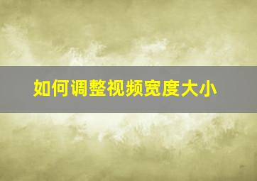 如何调整视频宽度大小