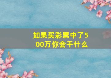 如果买彩票中了500万你会干什么