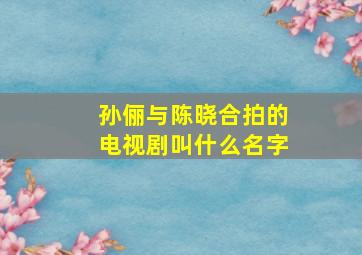 孙俪与陈晓合拍的电视剧叫什么名字