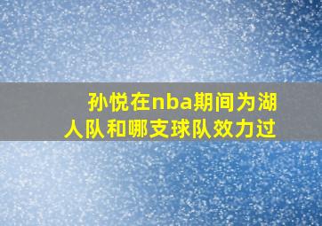 孙悦在nba期间为湖人队和哪支球队效力过