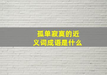 孤单寂寞的近义词成语是什么