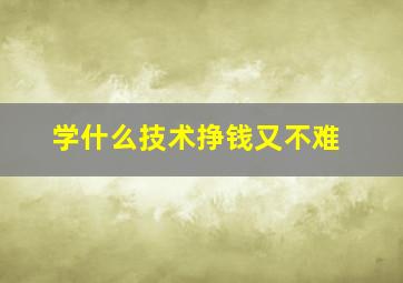 学什么技术挣钱又不难