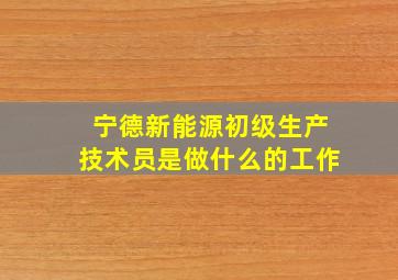 宁德新能源初级生产技术员是做什么的工作