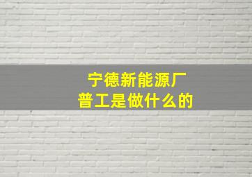 宁德新能源厂普工是做什么的