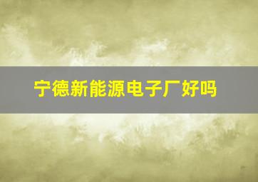 宁德新能源电子厂好吗