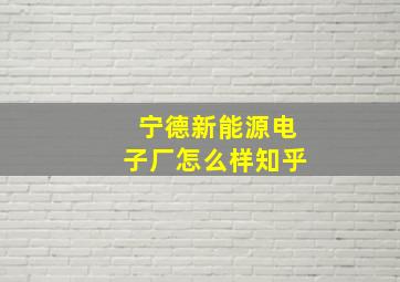 宁德新能源电子厂怎么样知乎