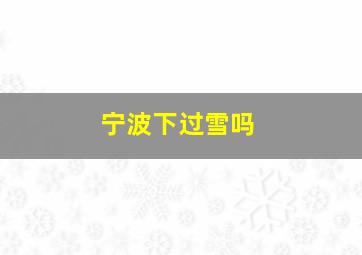 宁波下过雪吗