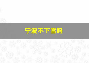 宁波不下雪吗