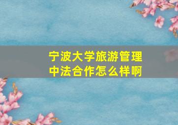 宁波大学旅游管理中法合作怎么样啊