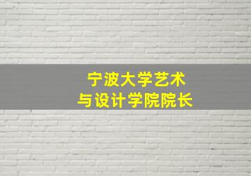 宁波大学艺术与设计学院院长